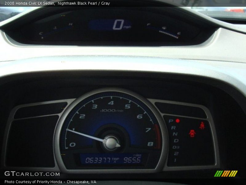 Nighthawk Black Pearl / Gray 2008 Honda Civic LX Sedan