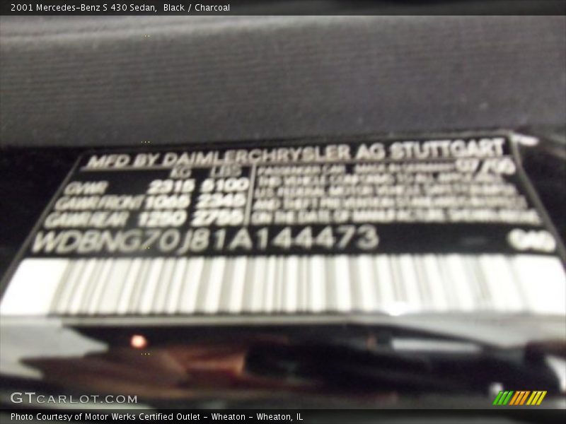 Black / Charcoal 2001 Mercedes-Benz S 430 Sedan