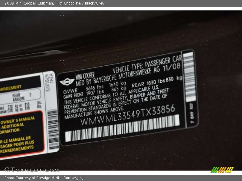 Hot Chocolate / Black/Grey 2009 Mini Cooper Clubman