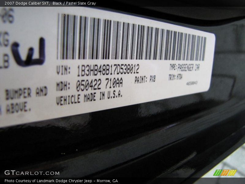 Black / Pastel Slate Gray 2007 Dodge Caliber SXT