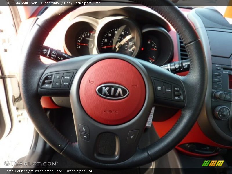 Clear White / Red/Black Sport Cloth 2010 Kia Soul Sport