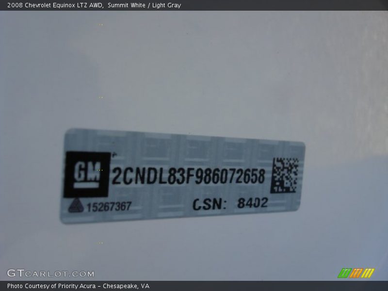 Summit White / Light Gray 2008 Chevrolet Equinox LTZ AWD