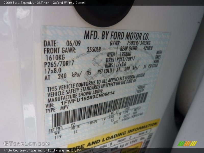 Oxford White / Camel 2009 Ford Expedition XLT 4x4
