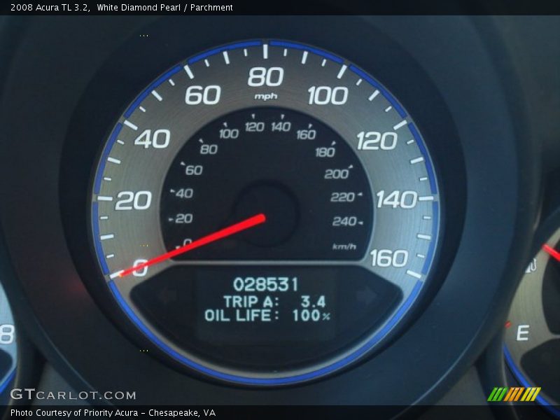White Diamond Pearl / Parchment 2008 Acura TL 3.2