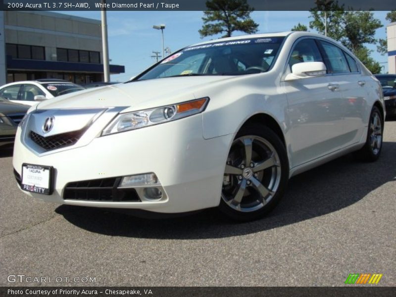 White Diamond Pearl / Taupe 2009 Acura TL 3.7 SH-AWD