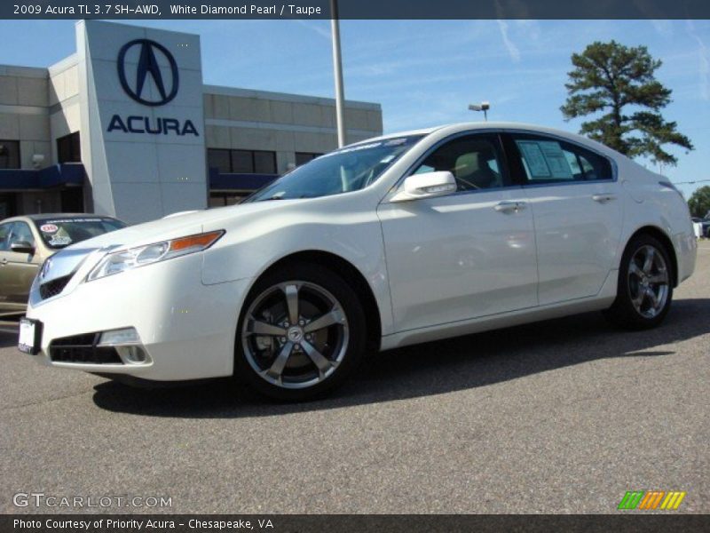 White Diamond Pearl / Taupe 2009 Acura TL 3.7 SH-AWD