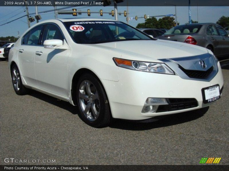 White Diamond Pearl / Taupe 2009 Acura TL 3.7 SH-AWD