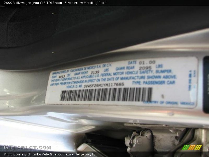 Silver Arrow Metallic / Black 2000 Volkswagen Jetta GLS TDI Sedan