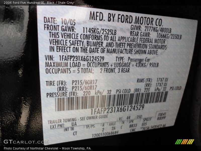 Black / Shale Grey 2006 Ford Five Hundred SE