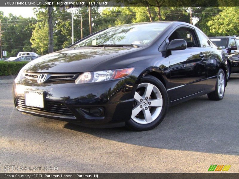 Nighthawk Black Pearl / Black 2008 Honda Civic EX Coupe
