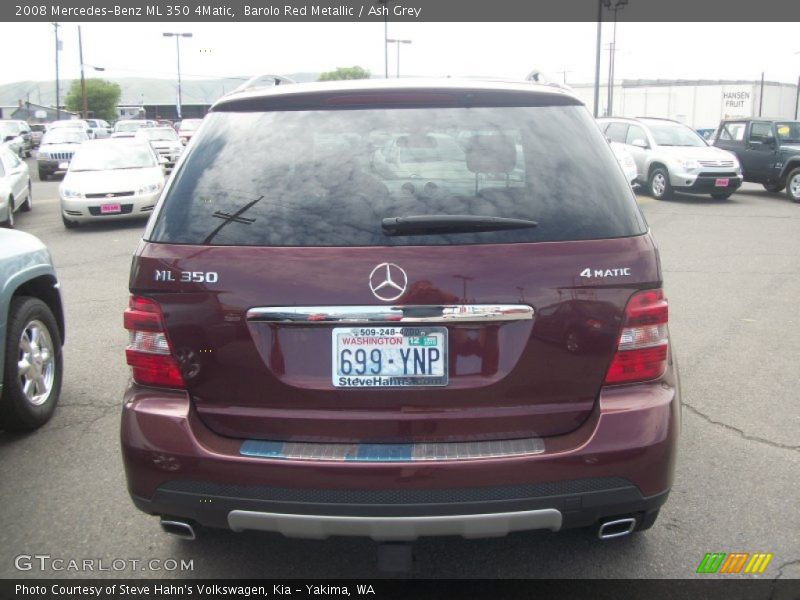 Barolo Red Metallic / Ash Grey 2008 Mercedes-Benz ML 350 4Matic