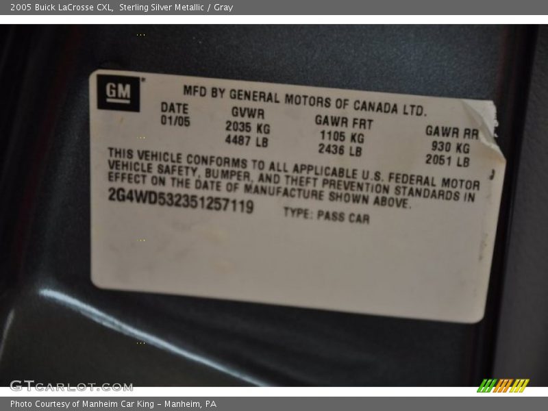 Sterling Silver Metallic / Gray 2005 Buick LaCrosse CXL