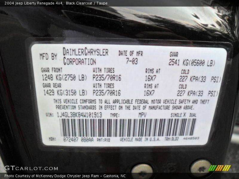 Black Clearcoat / Taupe 2004 Jeep Liberty Renegade 4x4