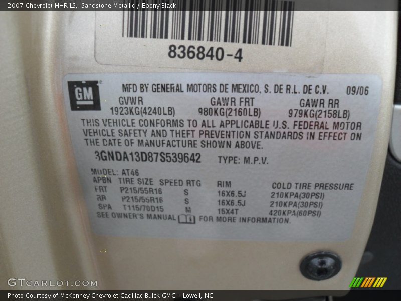 Sandstone Metallic / Ebony Black 2007 Chevrolet HHR LS