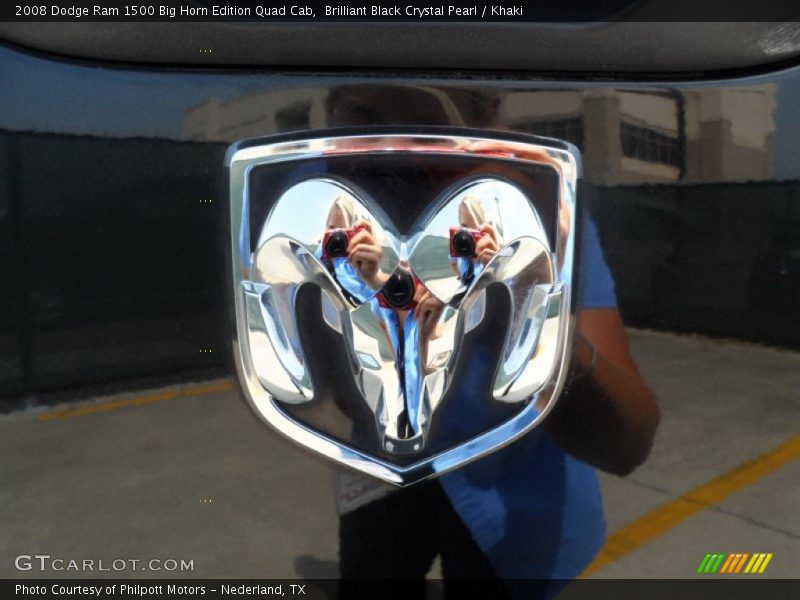 Brilliant Black Crystal Pearl / Khaki 2008 Dodge Ram 1500 Big Horn Edition Quad Cab