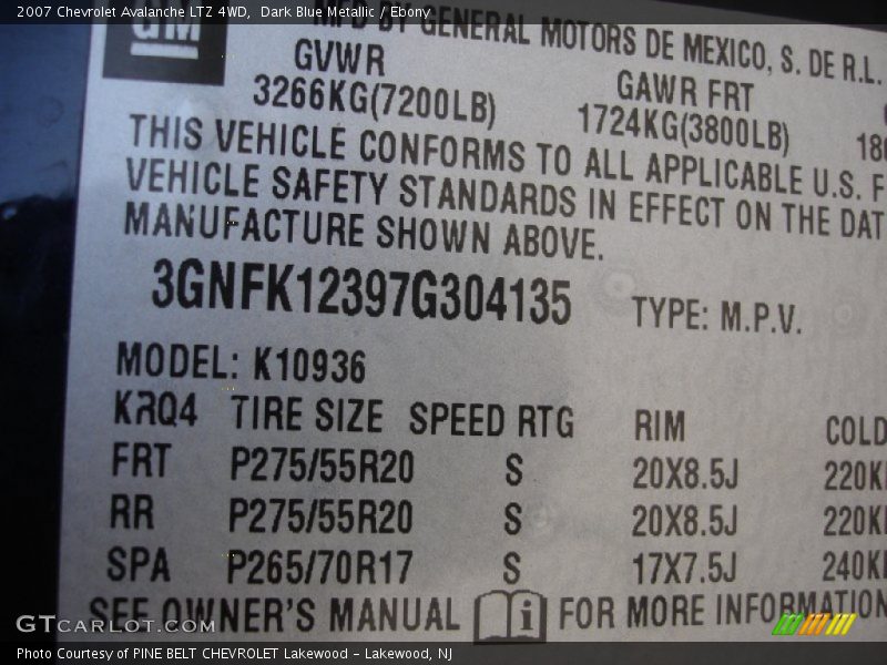 Dark Blue Metallic / Ebony 2007 Chevrolet Avalanche LTZ 4WD
