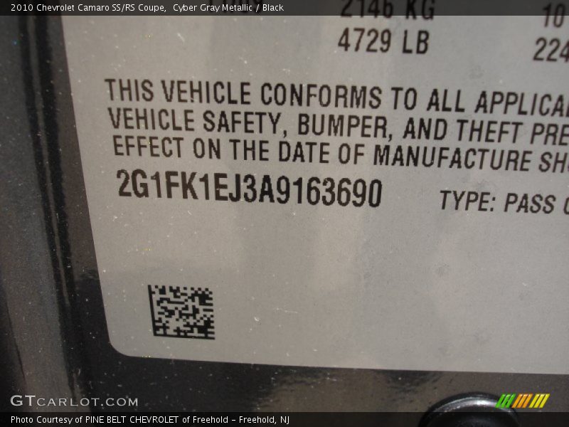 Cyber Gray Metallic / Black 2010 Chevrolet Camaro SS/RS Coupe