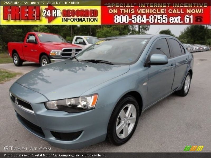 Aqua Metallic / Black 2008 Mitsubishi Lancer ES