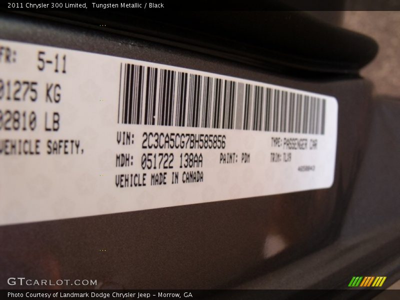 Tungsten Metallic / Black 2011 Chrysler 300 Limited