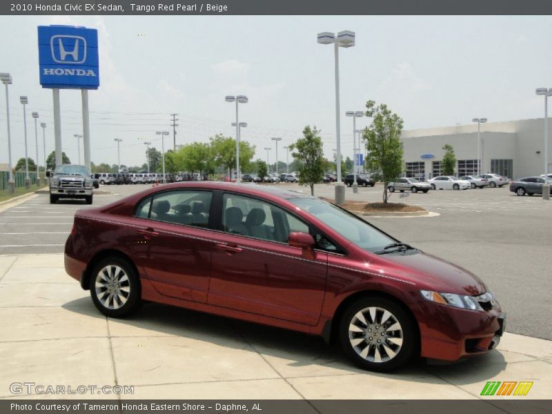 Tango Red Pearl / Beige 2010 Honda Civic EX Sedan