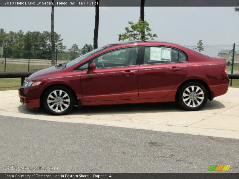 Tango Red Pearl / Beige 2010 Honda Civic EX Sedan