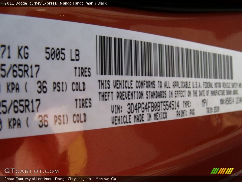 Mango Tango Pearl / Black 2011 Dodge Journey Express