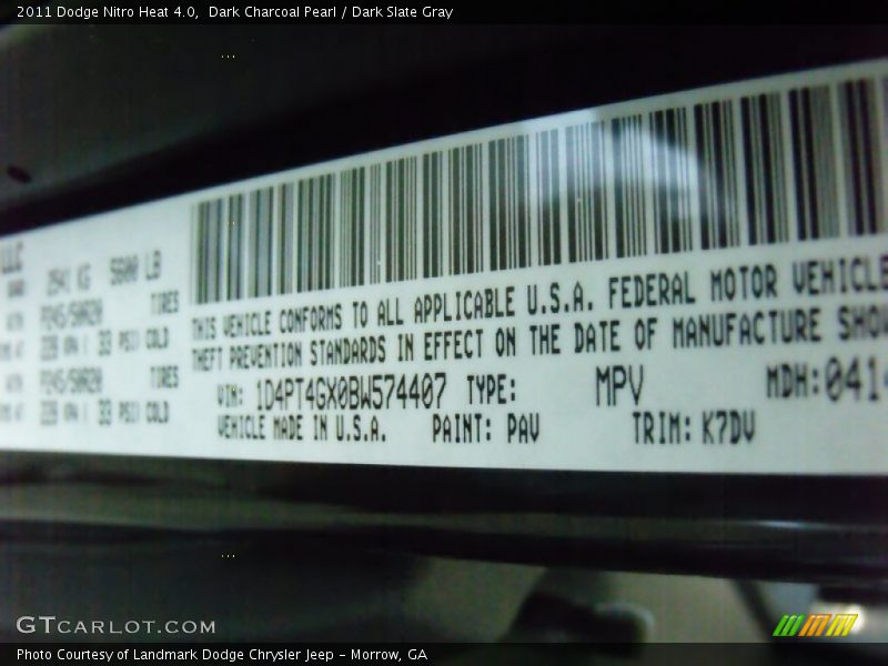 Dark Charcoal Pearl / Dark Slate Gray 2011 Dodge Nitro Heat 4.0