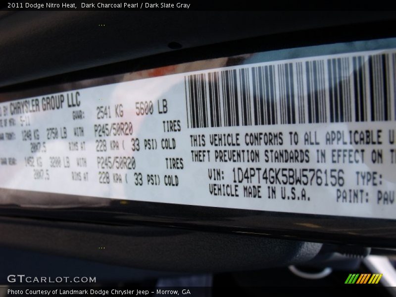 Dark Charcoal Pearl / Dark Slate Gray 2011 Dodge Nitro Heat