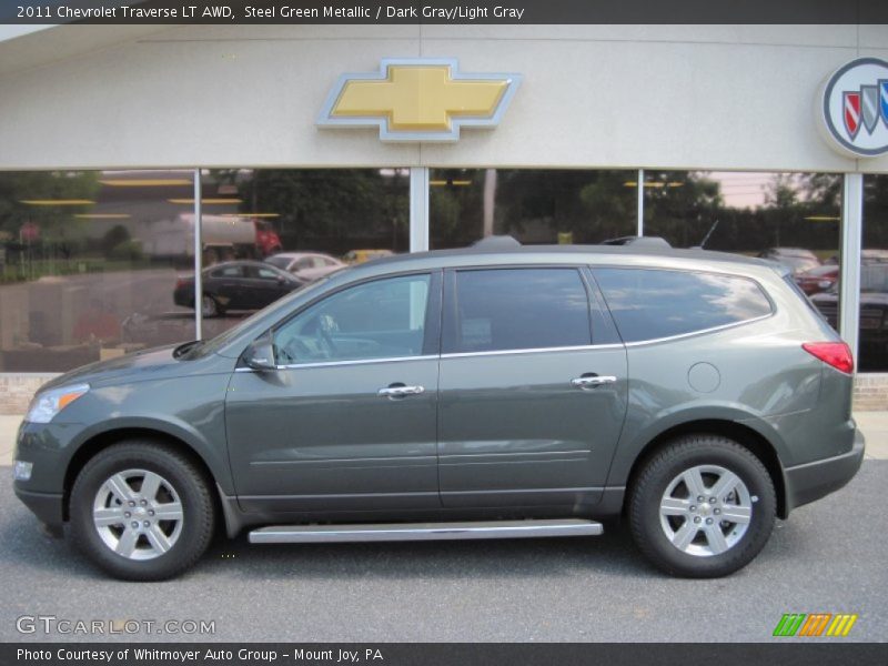Steel Green Metallic / Dark Gray/Light Gray 2011 Chevrolet Traverse LT AWD