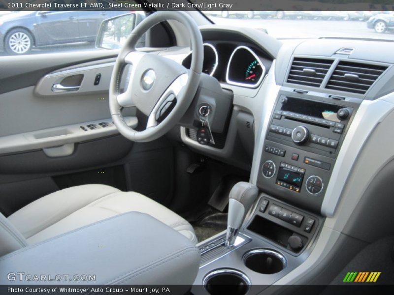 Steel Green Metallic / Dark Gray/Light Gray 2011 Chevrolet Traverse LT AWD