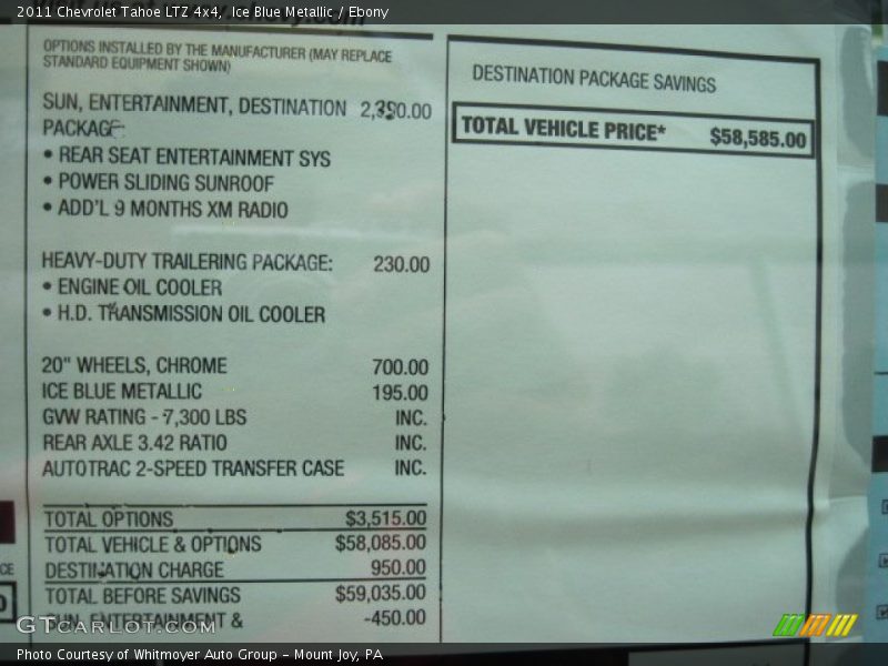 Ice Blue Metallic / Ebony 2011 Chevrolet Tahoe LTZ 4x4