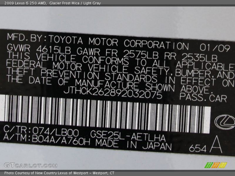 Glacier Frost Mica / Light Gray 2009 Lexus IS 250 AWD