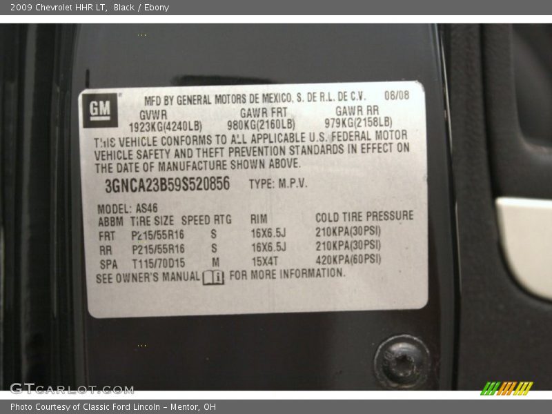 Black / Ebony 2009 Chevrolet HHR LT