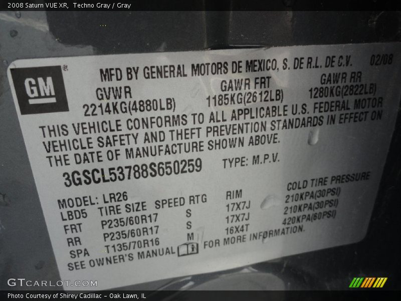Techno Gray / Gray 2008 Saturn VUE XR