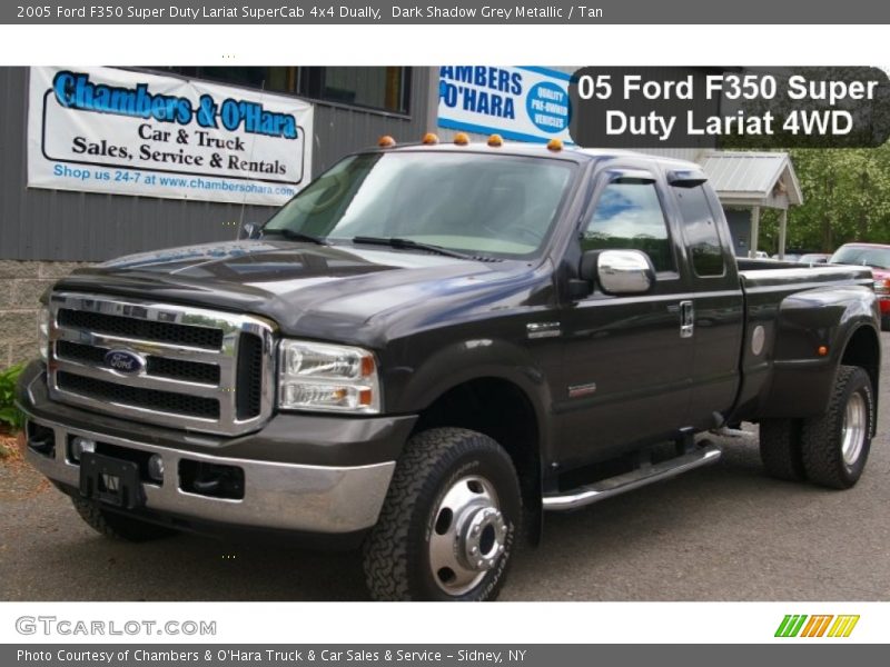 Dark Shadow Grey Metallic / Tan 2005 Ford F350 Super Duty Lariat SuperCab 4x4 Dually