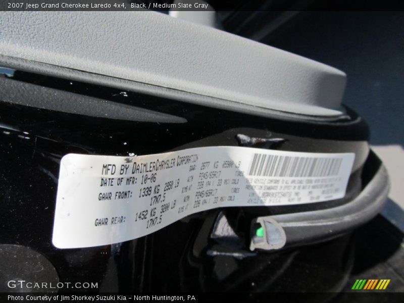 Black / Medium Slate Gray 2007 Jeep Grand Cherokee Laredo 4x4