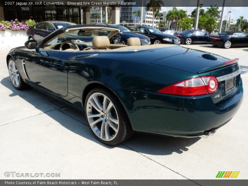 Emerald Fire Green Metallic / Caramel 2007 Jaguar XK XKR Convertible