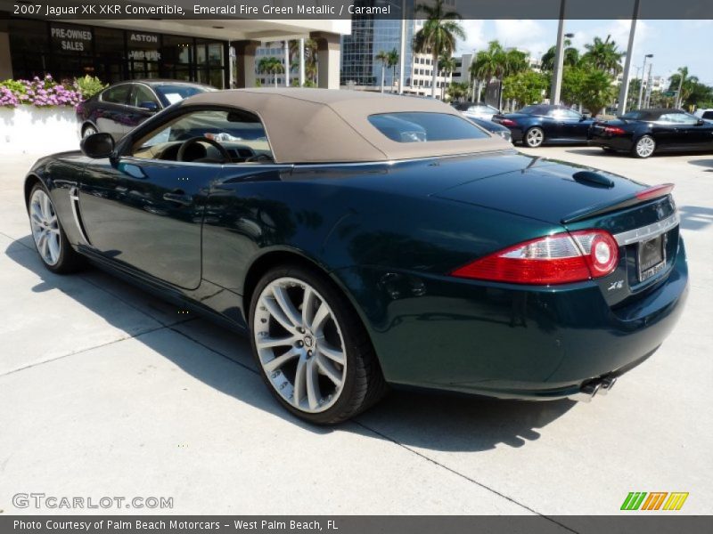 Emerald Fire Green Metallic / Caramel 2007 Jaguar XK XKR Convertible