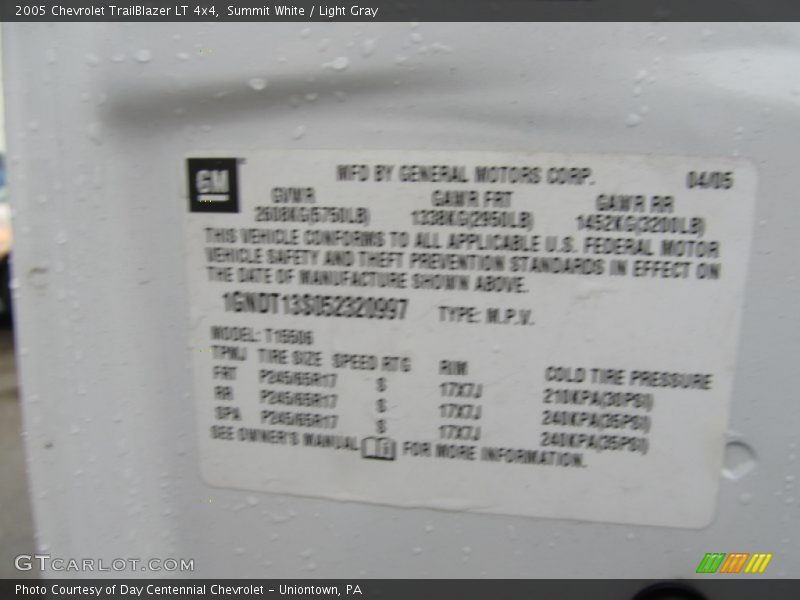 Summit White / Light Gray 2005 Chevrolet TrailBlazer LT 4x4