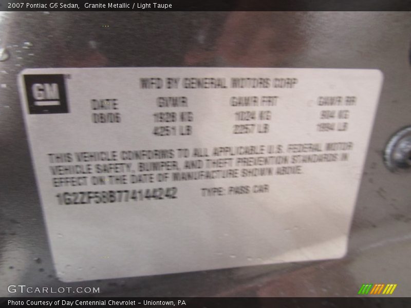 Granite Metallic / Light Taupe 2007 Pontiac G6 Sedan