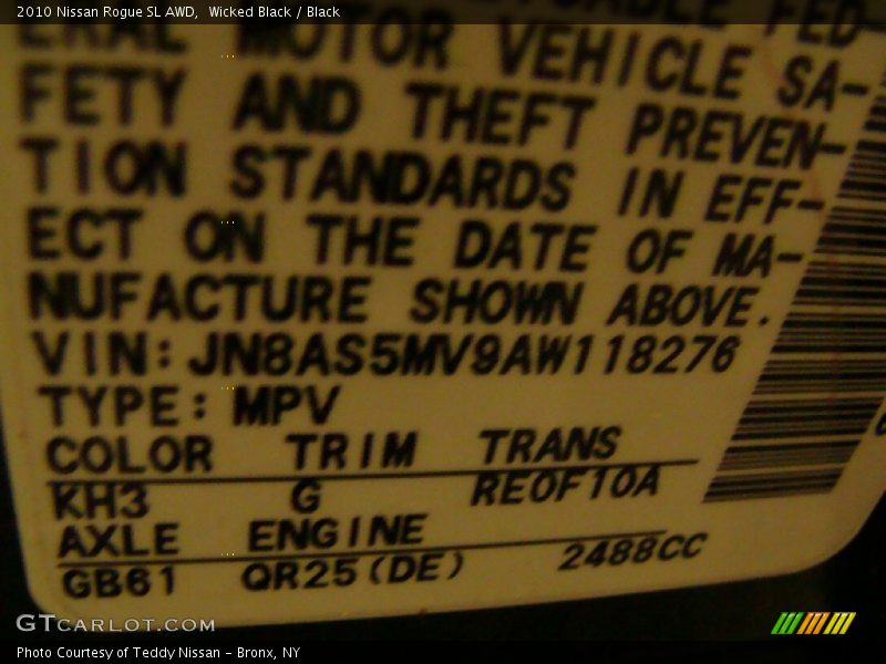Wicked Black / Black 2010 Nissan Rogue SL AWD