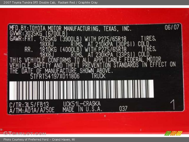 Radiant Red / Graphite Gray 2007 Toyota Tundra SR5 Double Cab