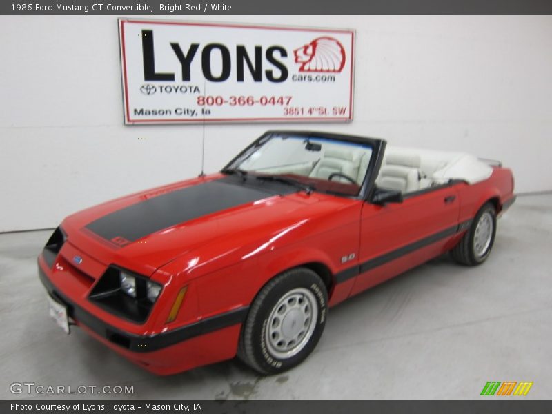 Bright Red / White 1986 Ford Mustang GT Convertible