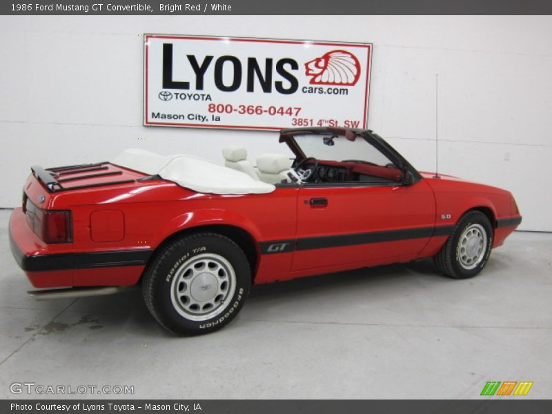 Bright Red / White 1986 Ford Mustang GT Convertible