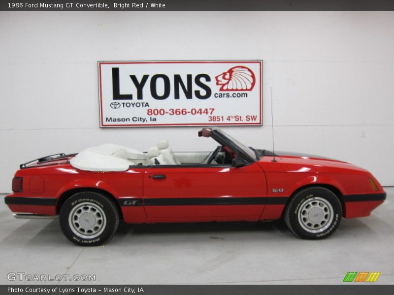 Bright Red / White 1986 Ford Mustang GT Convertible