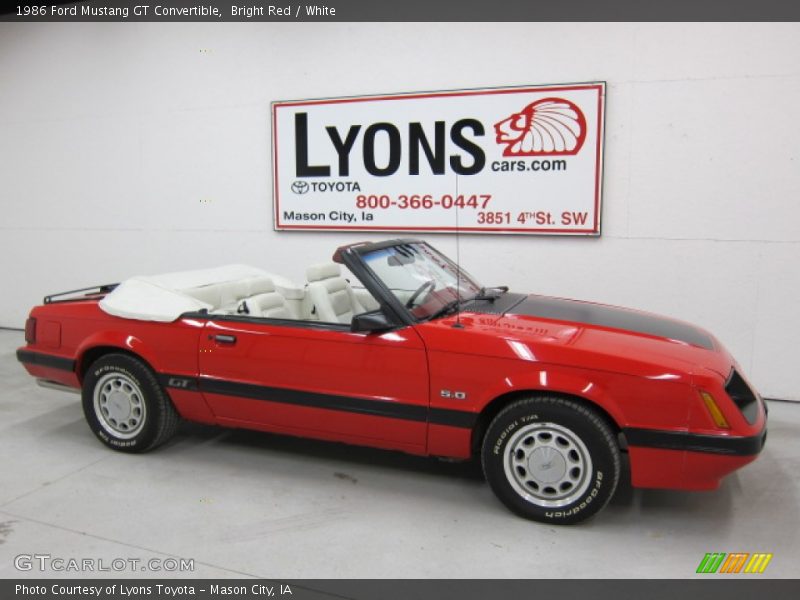 Bright Red / White 1986 Ford Mustang GT Convertible