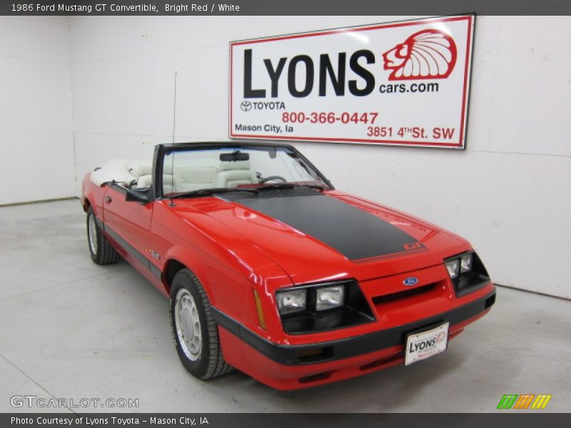 Bright Red / White 1986 Ford Mustang GT Convertible