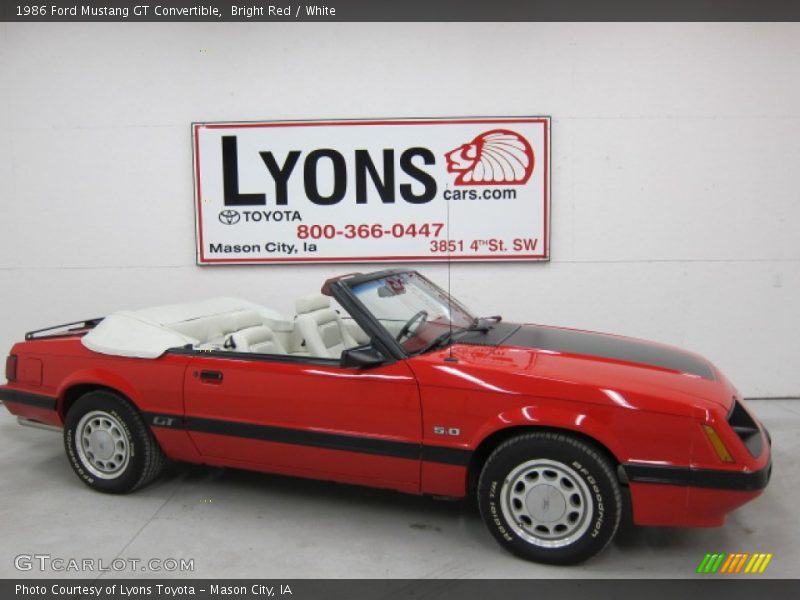 Bright Red / White 1986 Ford Mustang GT Convertible