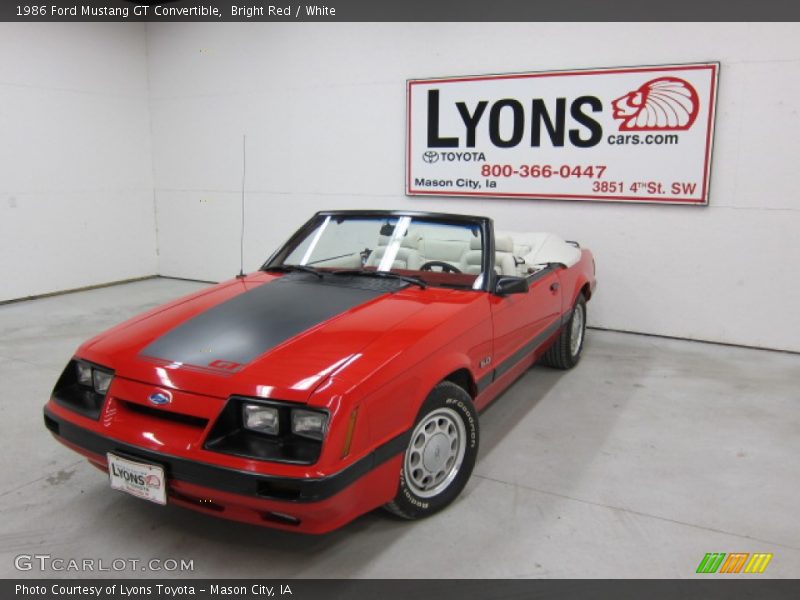 Bright Red / White 1986 Ford Mustang GT Convertible