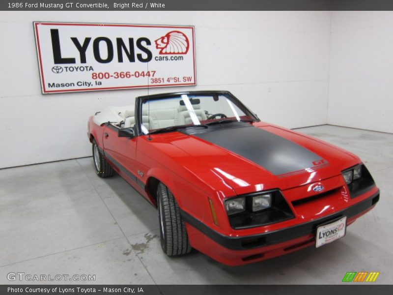 Bright Red / White 1986 Ford Mustang GT Convertible